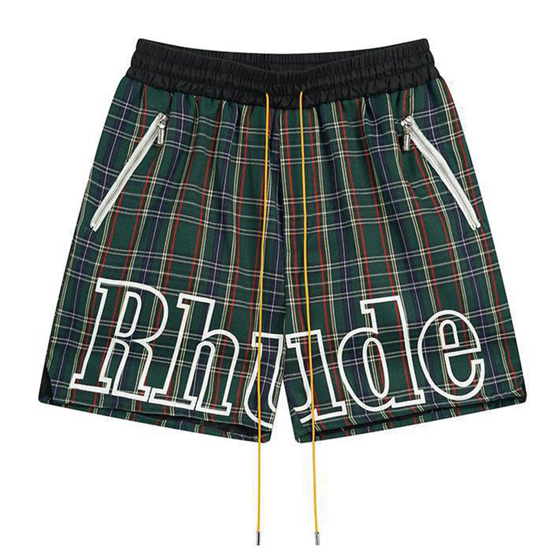 RHUDE Logo-Embroidered Checked Cotton-Flannel Drawstring Shorts