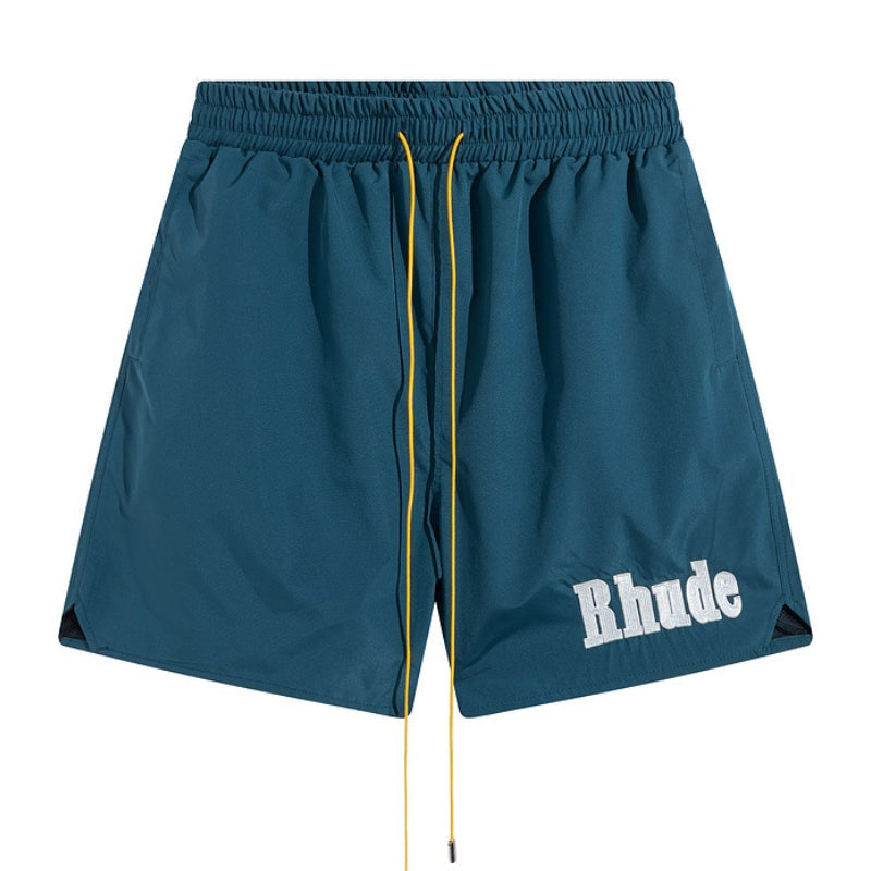RHUDE embroidered tie elastic track shorts